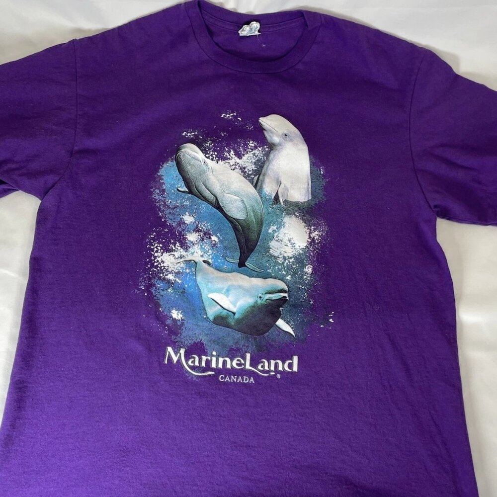 Vintage Marineland T Shirt Large Purple Theme Park Souvenir Retro Amusement Park